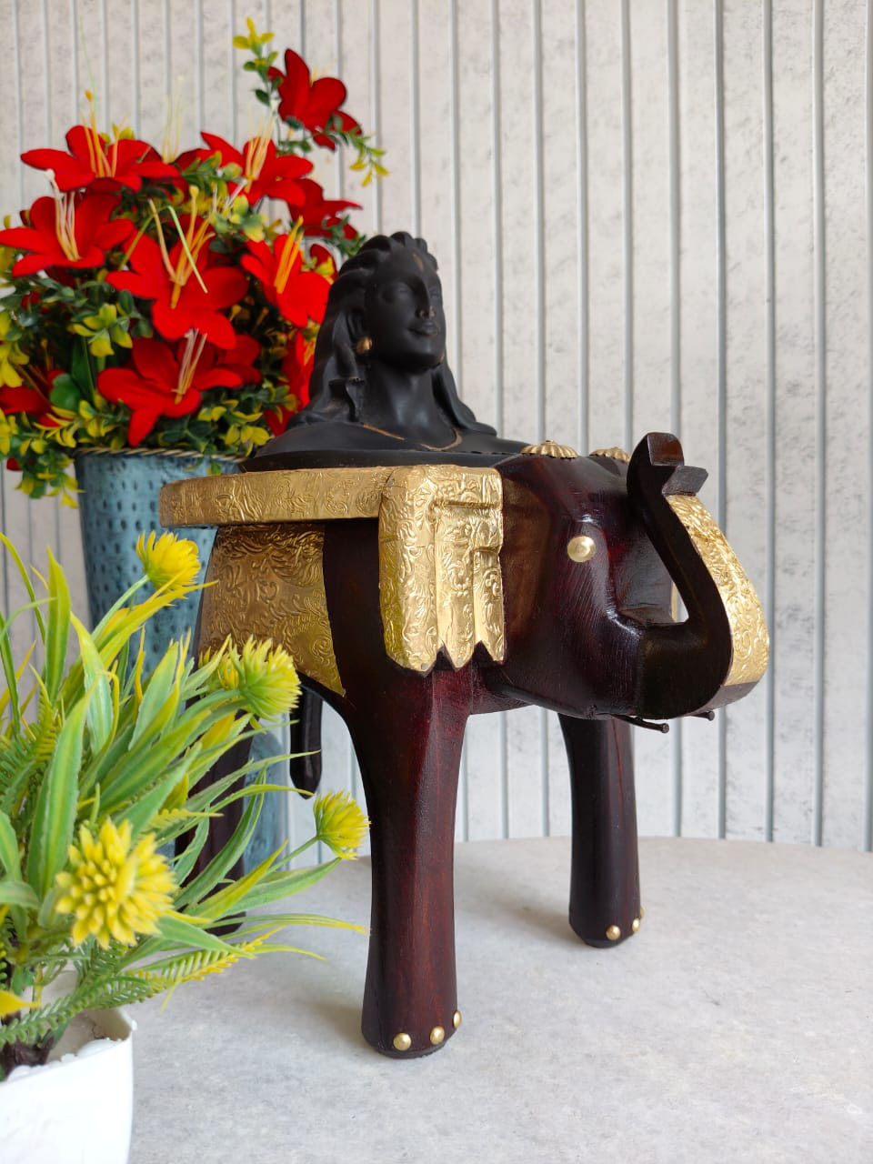 8''inch Brass Sheet Fitted Elephant Stool