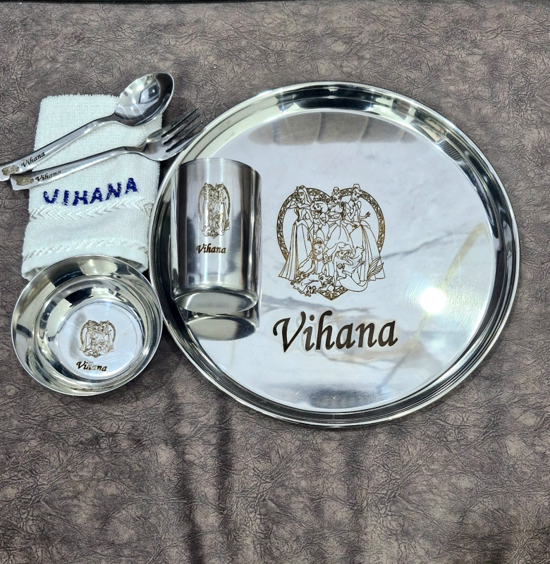 Customized meal set with napkin Round Thali meal set