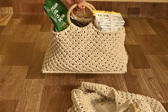 Macrame Handbag Girls And Women's , Boho Style Bag, Eco-friendly Handbag, Woven Cotton Bag, Handmade Shoulder Bag, Beach Tote Bag, Casual Handbag, Bohemian Fashion, Unique Handbags