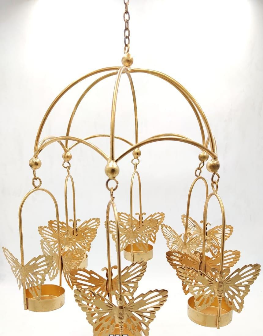 Metal Umbrella Shaped Butterfly T - lights Holder