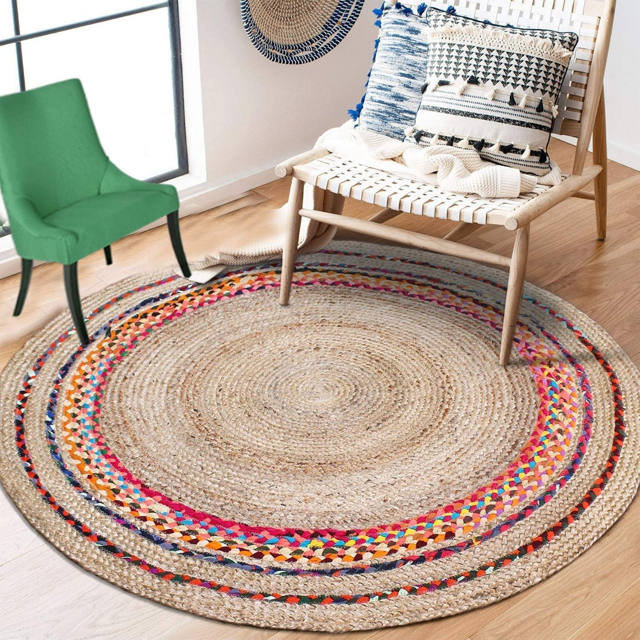 Jute Cotton Carpet Rug Ractangular